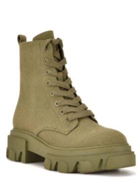 Nine West Clover Lug Sole Boots in Olive Green